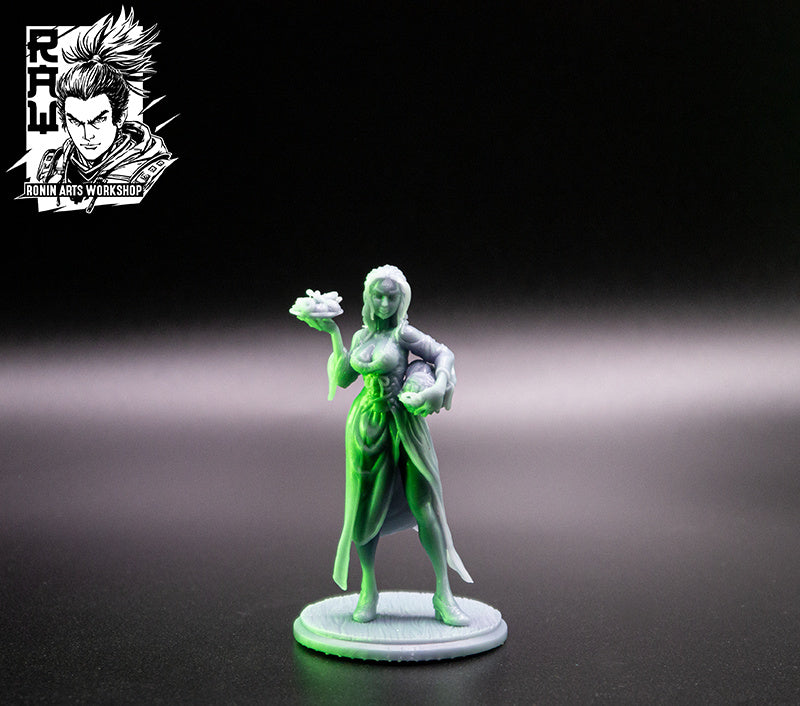 Barmaid Alegra | Multiple Scales | Resin 3D Printed Miniature | Ronin Arts Workshop