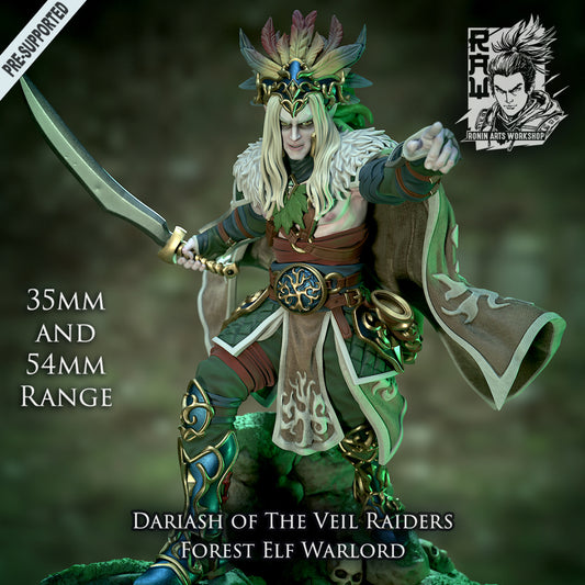 Dariash - Forest Elf Warlord | The Veil Raiders | Resin 3D Printed Miniature | Ronin Arts Workshop