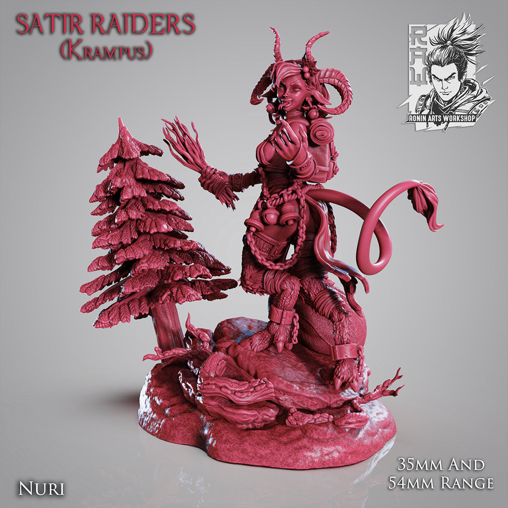 Nuri The Satyr - Lady Krampus | Multiple Scales | Resin 3D Printed Miniature | Ronin Arts Workshop