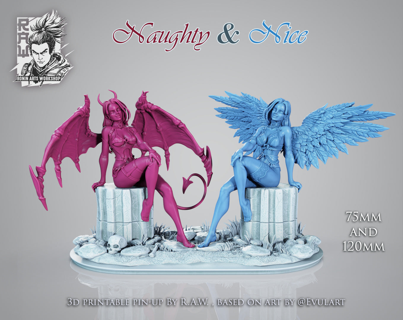 Naughty and Nice | Clothed or Nude | Resin 3D Printed Pinup | Ronin Arts Workshop