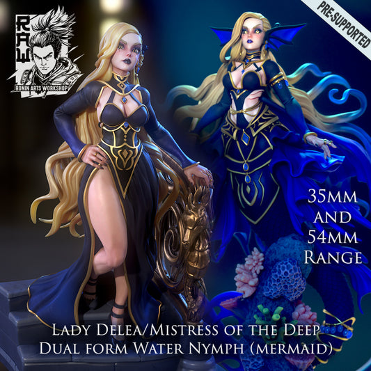 Delea - Shapeshifting Mermaid Infiltrator | 35mm/54mm | Resin 3D Printed Miniature | Ronin Arts Workshop
