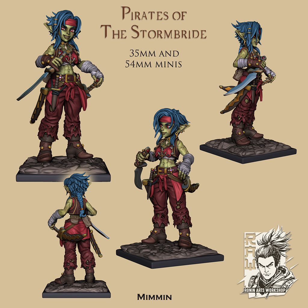 Goblin Sailor Mimmin | Pirates of the Stormbride | 28mm-120mm Scale | Resin 3D Printed Miniature | Ronin Arts Workshop