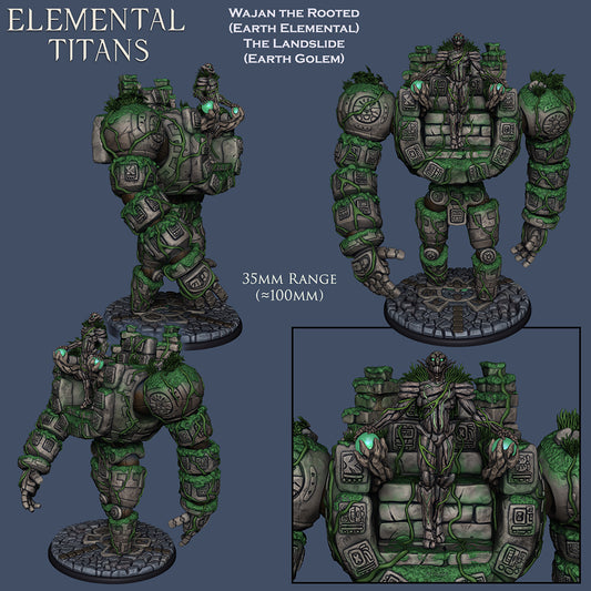 Wajan the Rooted + The Landslide | Massive Earth Golem | Elementals | Resin 3D Printed Miniature | Ronin Arts Workshop | DnD