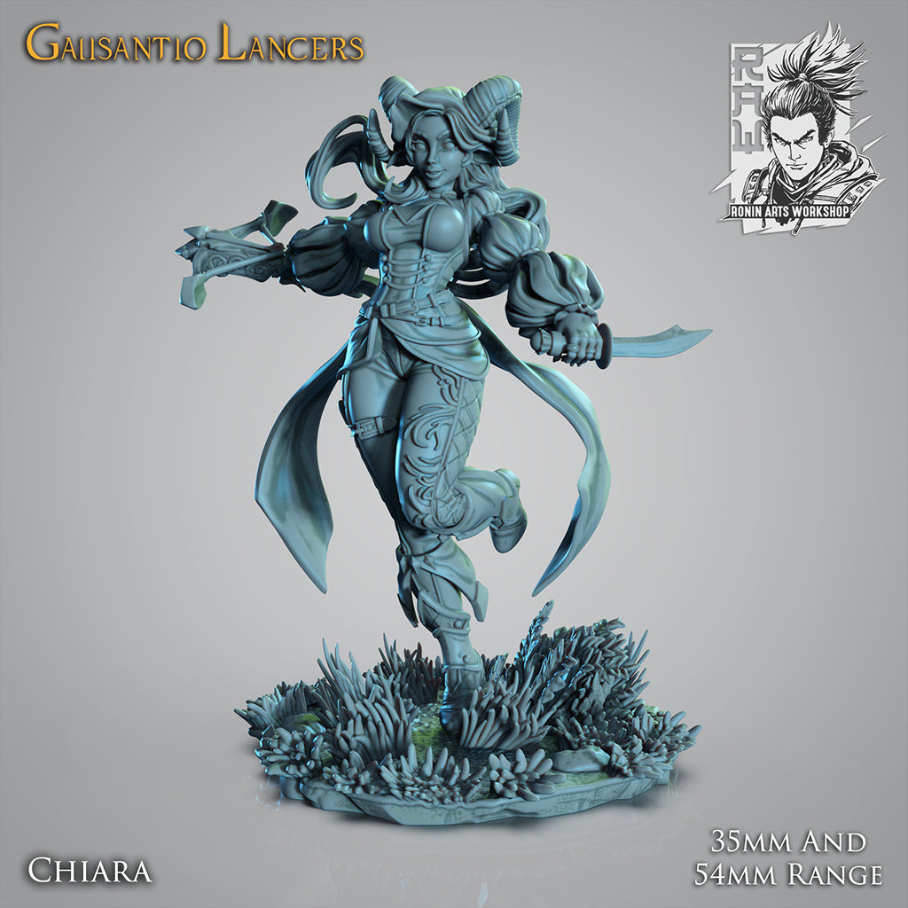 Lancer Chiara | Galisantio Lancers | 28mm-120mm Scale | Resin 3D Printed Miniature | Ronin Arts Workshop