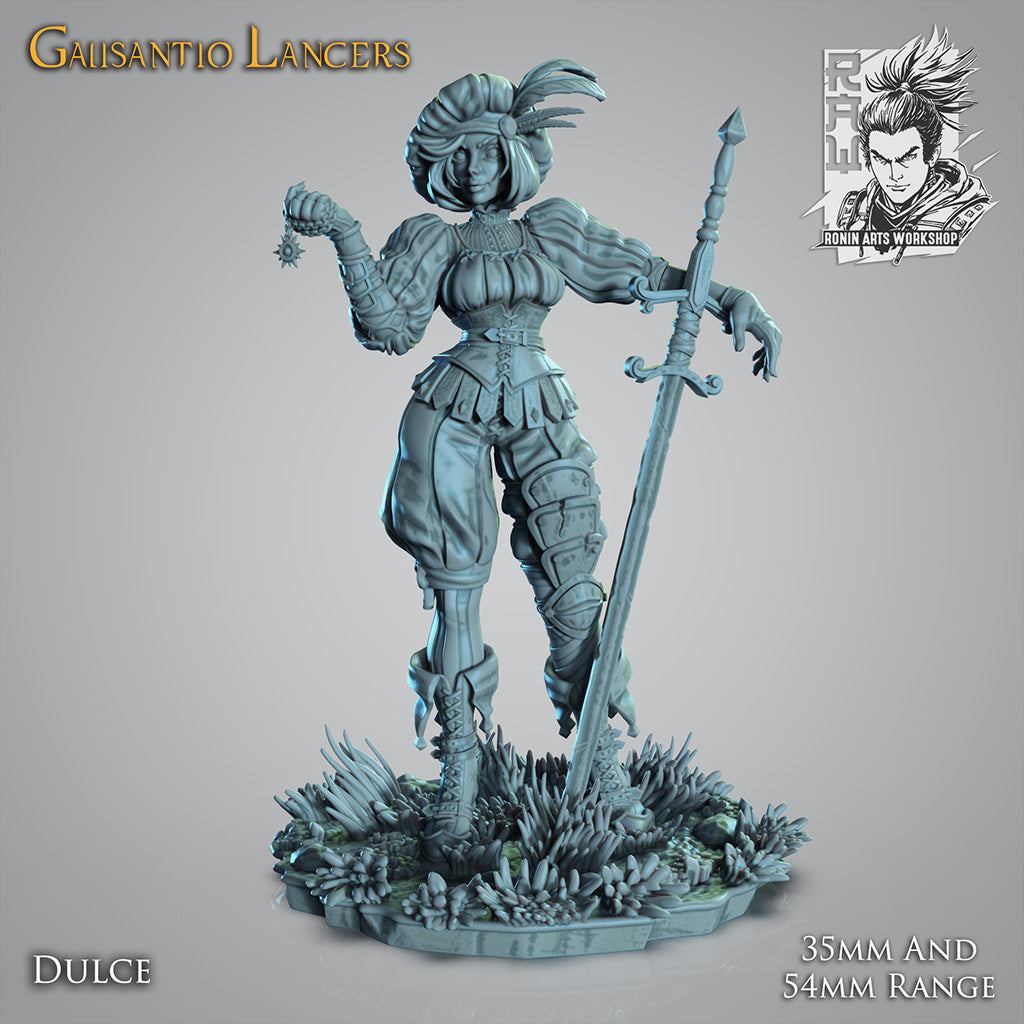 Lancer Dulce | Galisantio Lancers | 28mm-120mm Scale | Resin 3D Printed Miniature | Ronin Arts Workshop