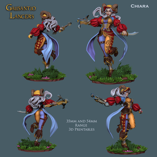 Lancer Chiara | Galisantio Lancers | 28mm-120mm Scale | Resin 3D Printed Miniature | Ronin Arts Workshop