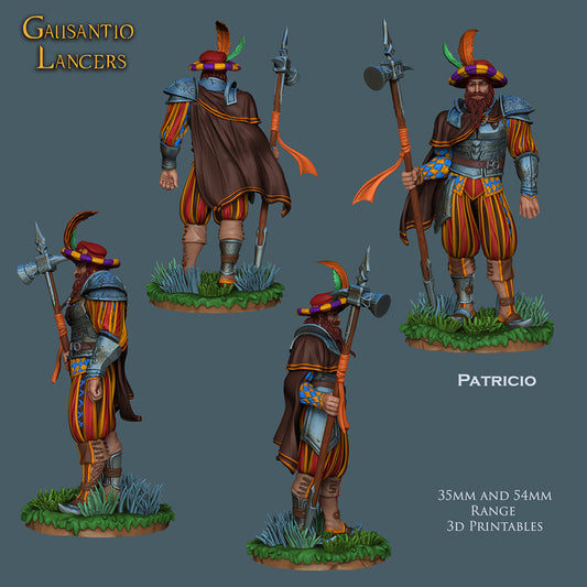Lancer Patricio | Galisantio Lancers | 28mm-120mm Scale | Resin 3D Printed Miniature | Ronin Arts Workshop