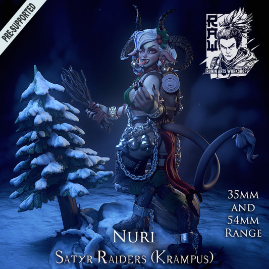 Nuri The Satyr - Lady Krampus | Multiple Scales | Resin 3D Printed Miniature | Ronin Arts Workshop