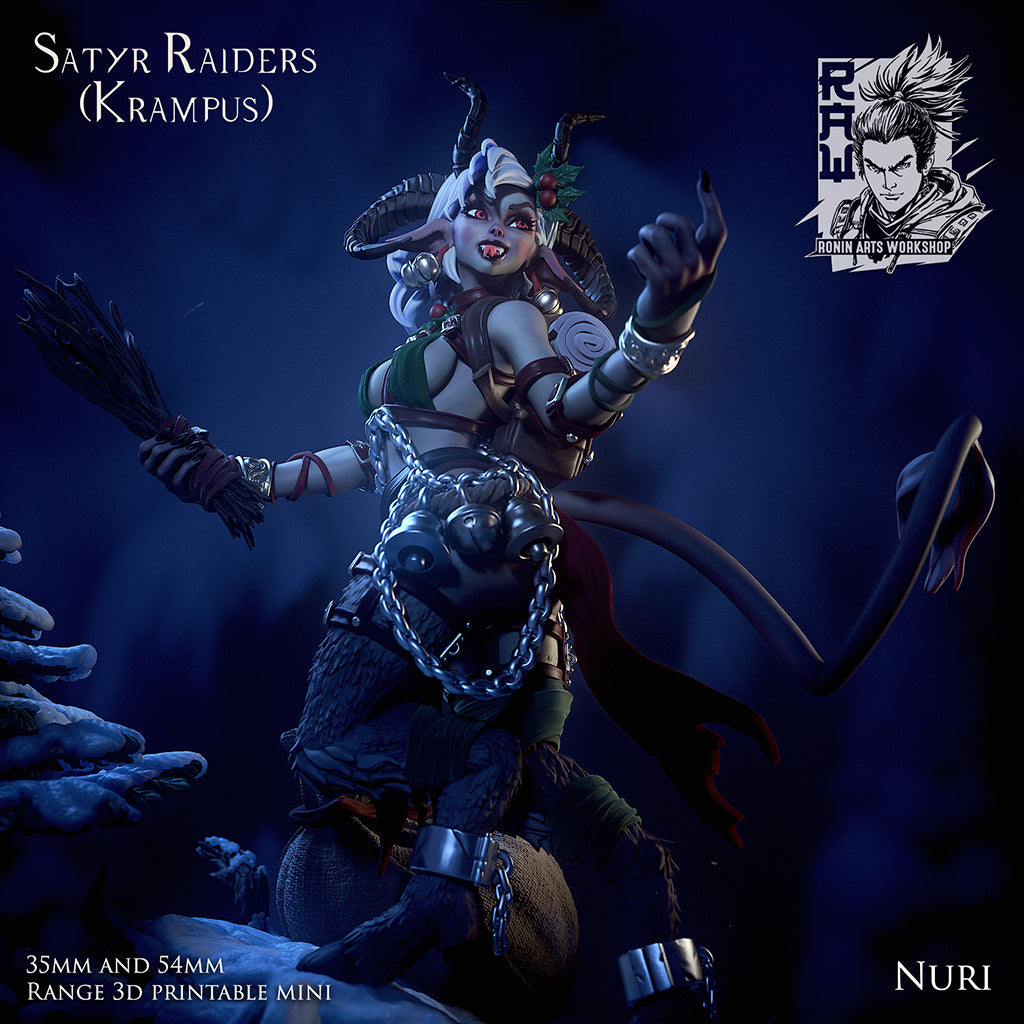 Nuri The Satyr - Lady Krampus | Multiple Scales | Resin 3D Printed Miniature | Ronin Arts Workshop