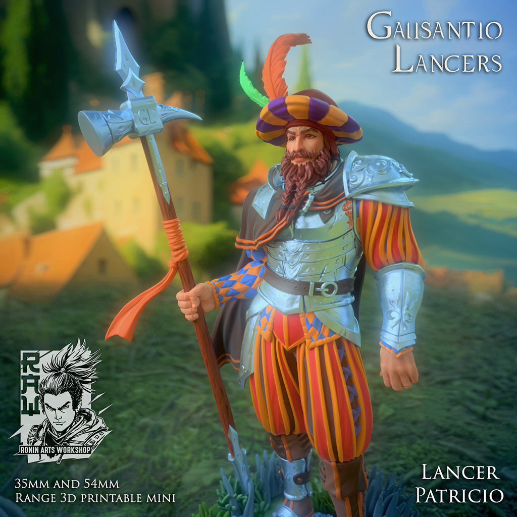 Lancer Patricio | Galisantio Lancers | 28mm-120mm Scale | Resin 3D Printed Miniature | Ronin Arts Workshop