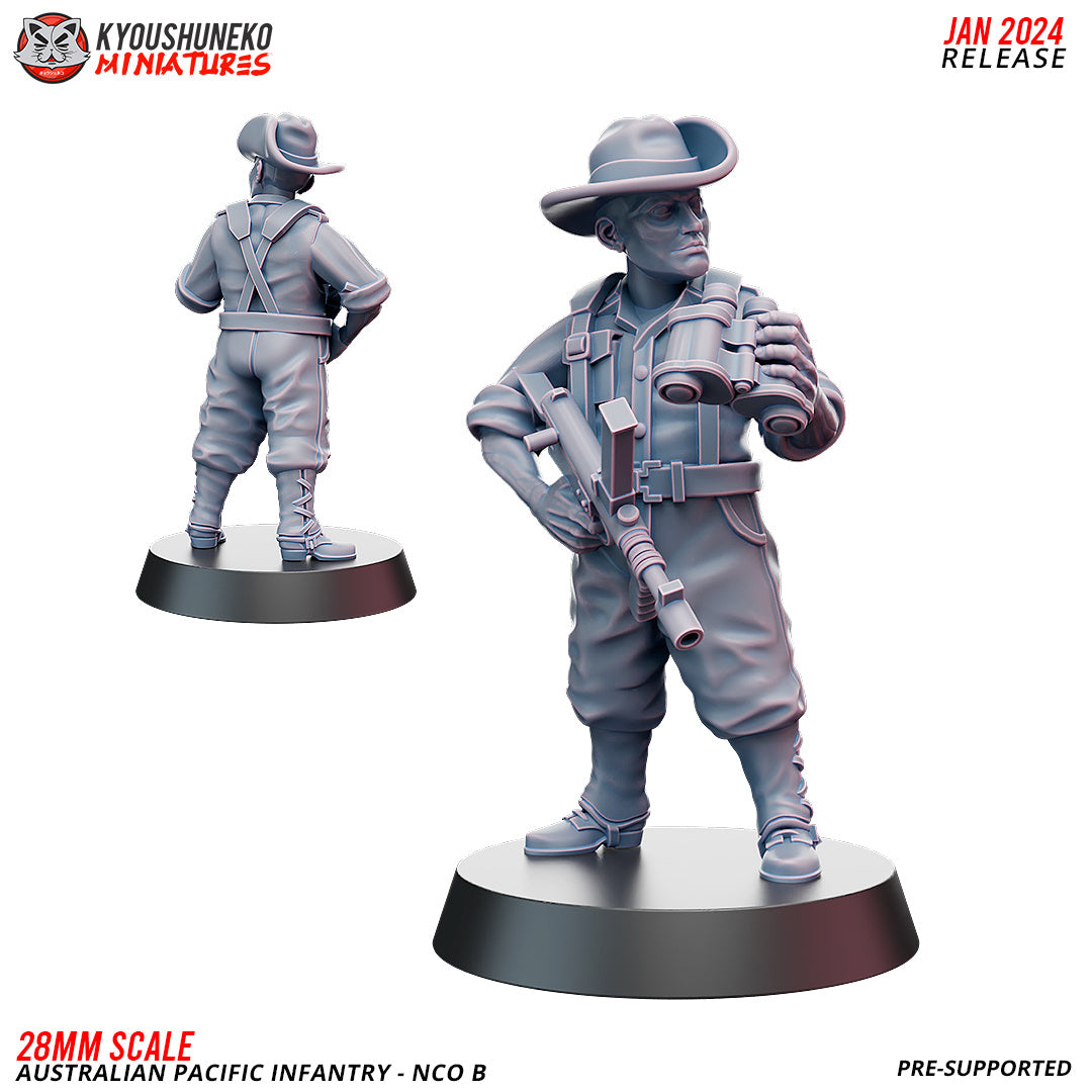WW2 Australian Pacific Infantry - NCO B | Resin 3D Printed Miniature | Kyoushuneko