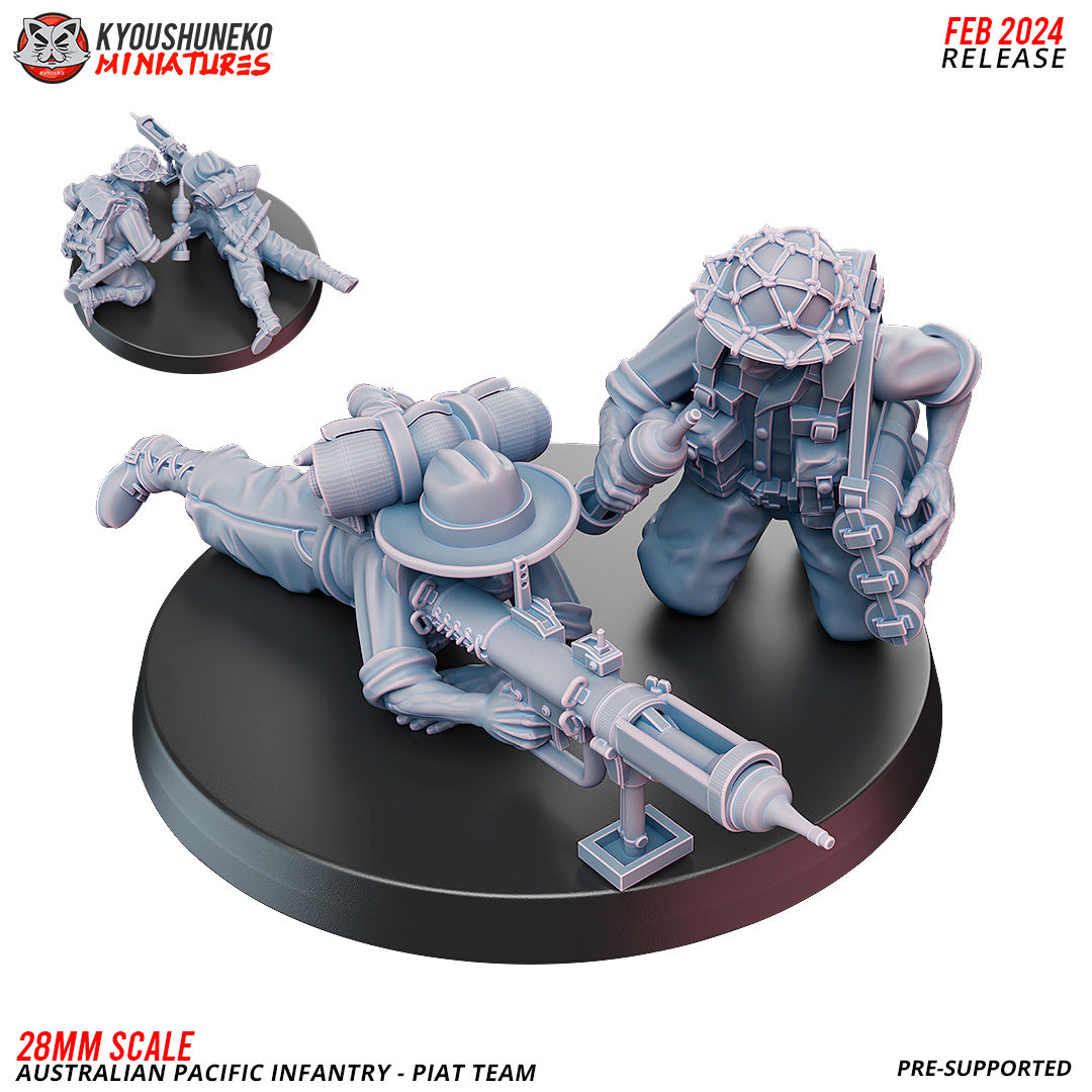 WW2 Australian Pacific PIAT Team | Resin 3D Printed Miniature | Kyoushuneko