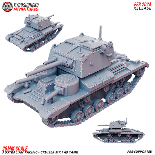 WW2 Australian MK1 A9 Tank  | Resin 3D Printed Miniature | Kyoushuneko