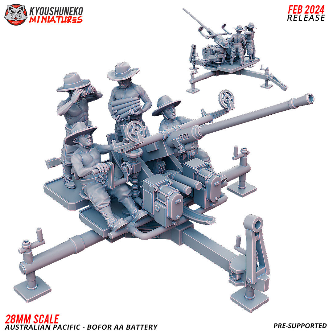 WW2 Autralian Pacific Bofors 40mm AA Battery | Resin 3D Printed Miniature | Kyoushuneko