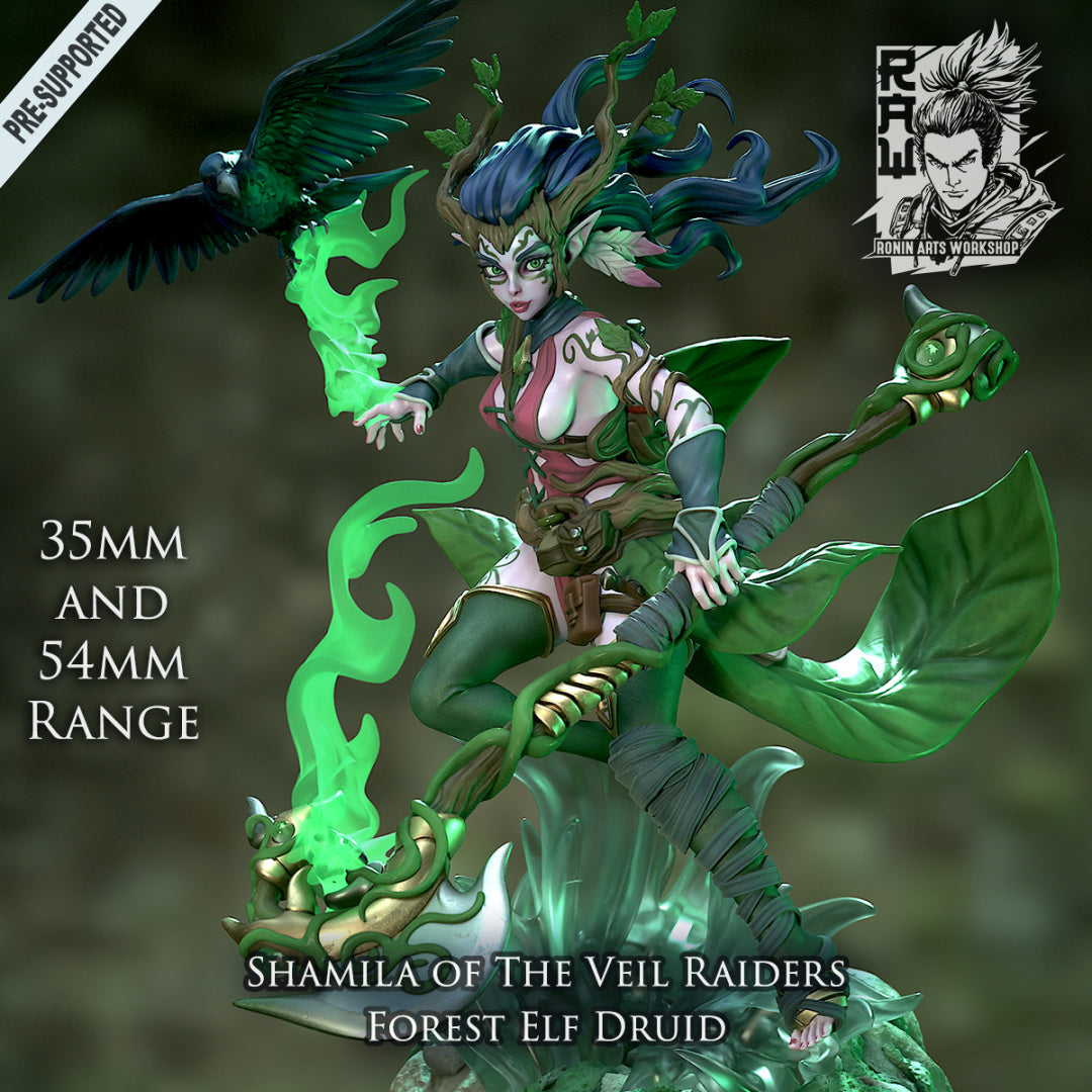 Shamila, Wood Elf Druid  | The Veil Raiders | Resin 3D Printed Miniature | Ronin Arts Workshop