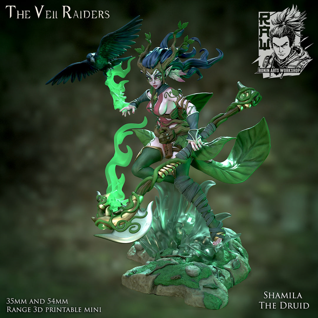 Shamila, Wood Elf Druid  | The Veil Raiders | Resin 3D Printed Miniature | Ronin Arts Workshop