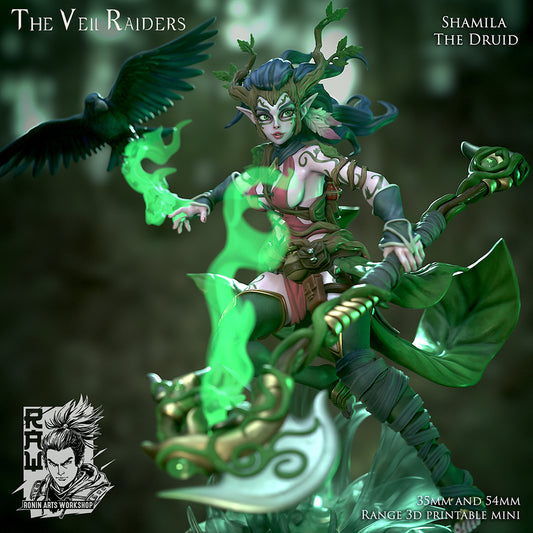 Shamila, Wood Elf Druid  | The Veil Raiders | Resin 3D Printed Miniature | Ronin Arts Workshop