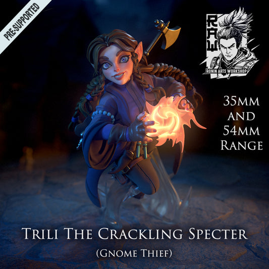 Trili the Crackling Specter | The Shadewalkers | 28mm-120mm Scale | Resin 3D Printed Miniature | Ronin Arts Workshop