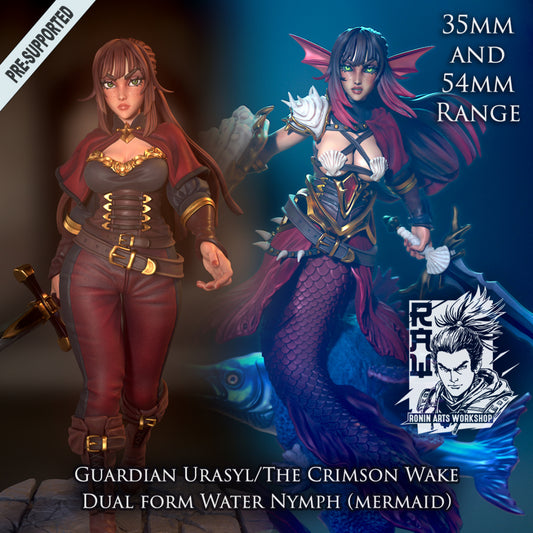 Urasyl the Warrior / Water Nymph | 35mm/54mm | NSFW Nymph Available | Resin 3D Printed Miniature | Ronin Arts Workshop