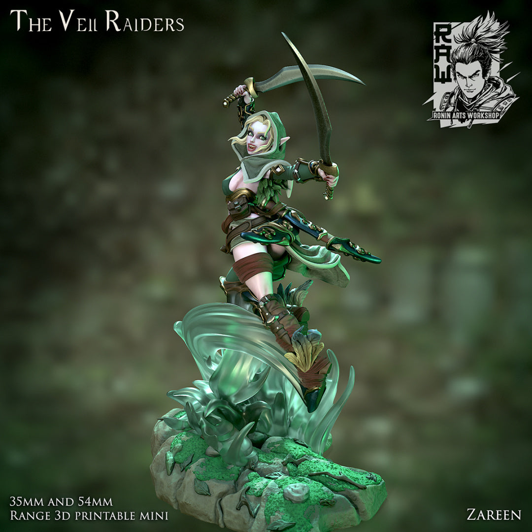 Zareen, the Blade Dancer | The Veil Raiders | Resin 3D Printed Miniature | Ronin Arts Workshop