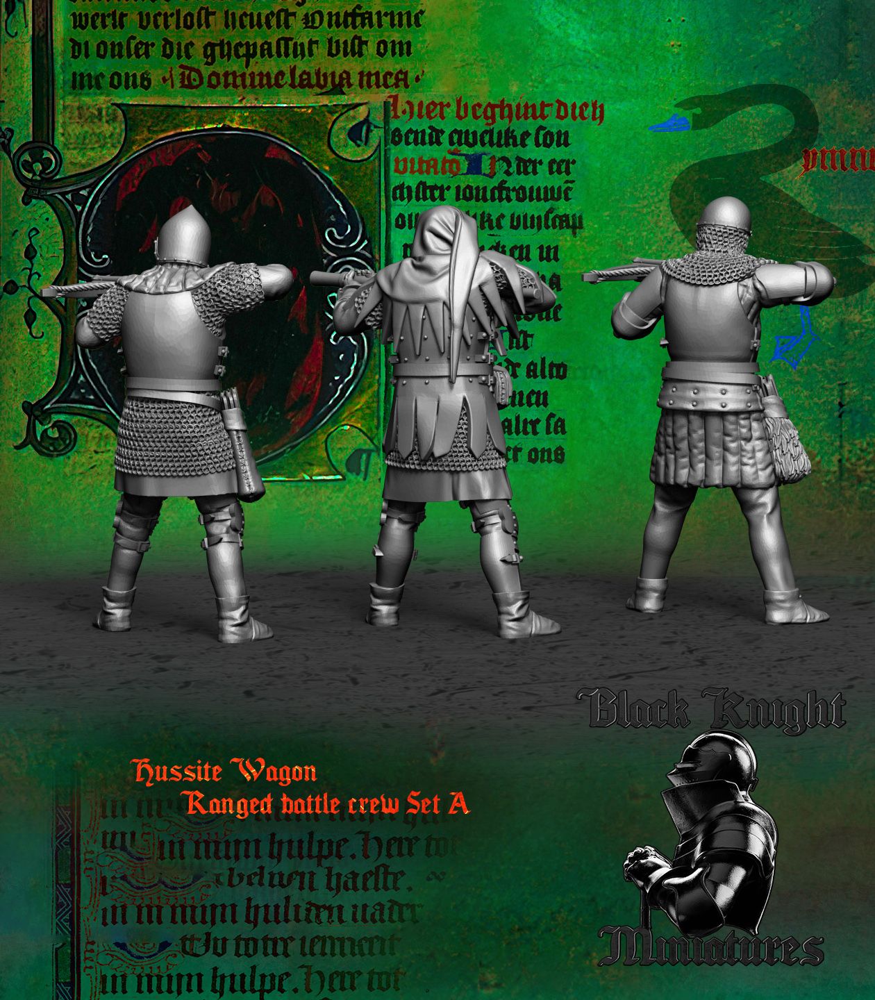 Hussite Wagon Ranged Crew (Set A) - Black Knight Miniatures