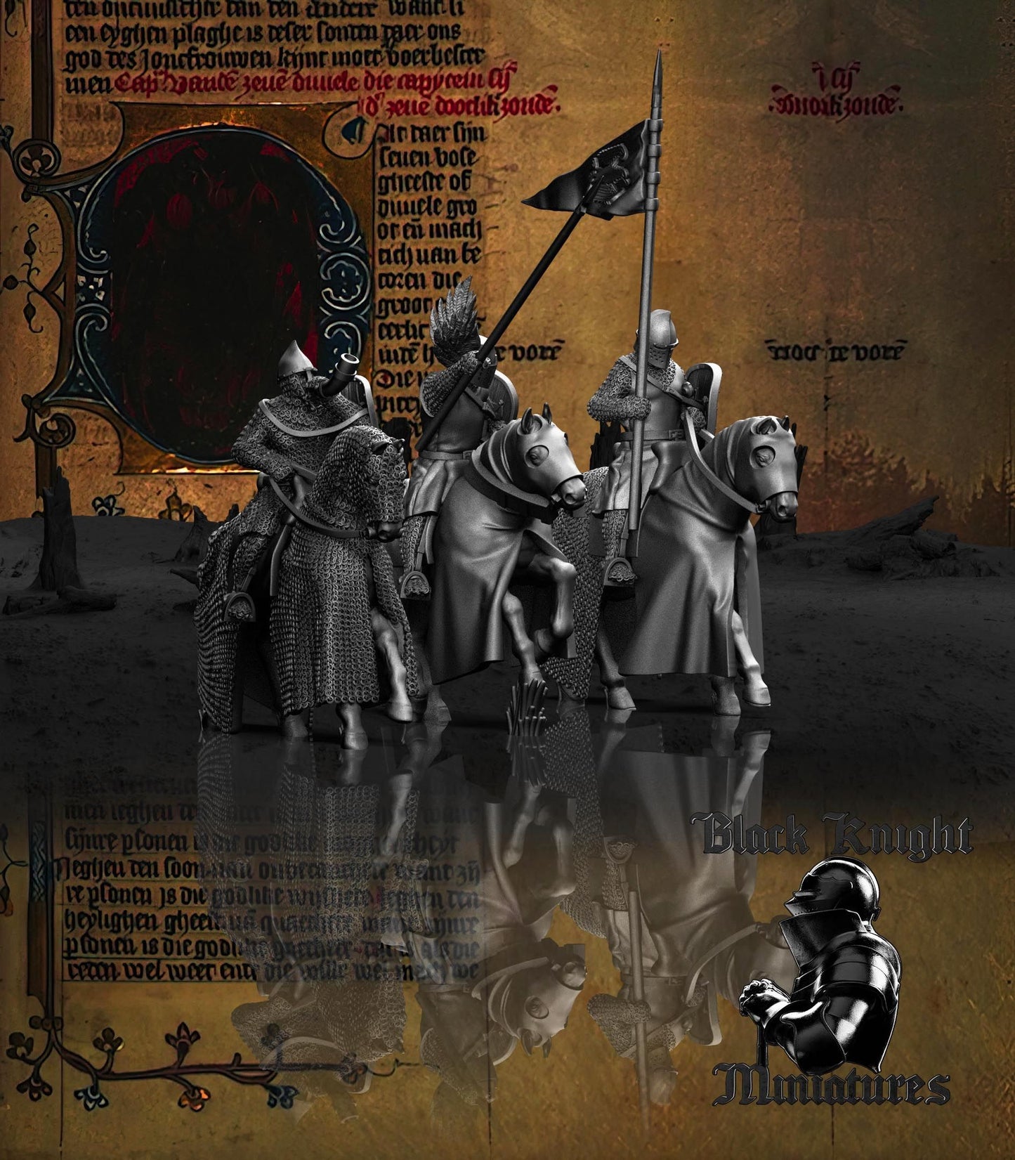 Polish Knights Command Group - Black Knight Miniatures