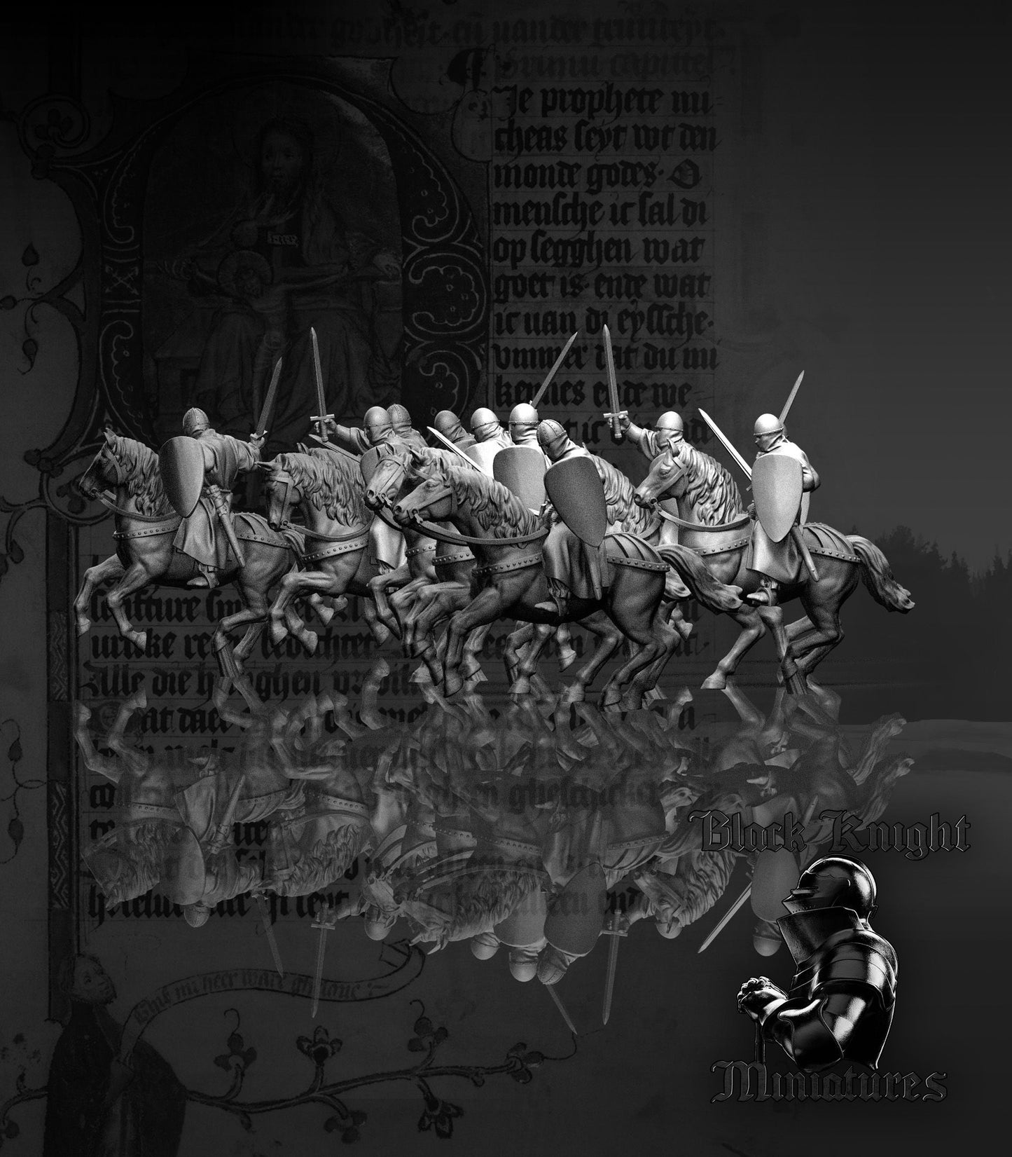 Mounted Teutonic Sergeants - Black Knight Miniatures