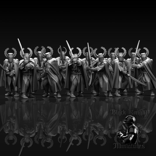 Teutonic Knights with Winged Greathelm and Faussart - Black Knight Miniatures