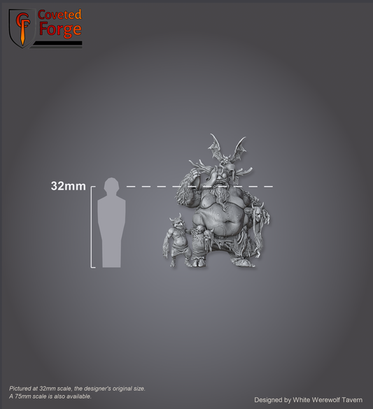 Scale reference: Viy at 32mm scale beside a 32mm human silhouette