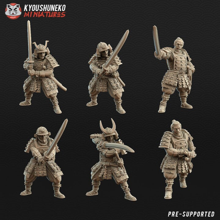 Samurai Swordsmen | Resin 3D Printed Miniatures | Kyoushuneko | Table Top Gaming | RPG | D&D | Pathfinder