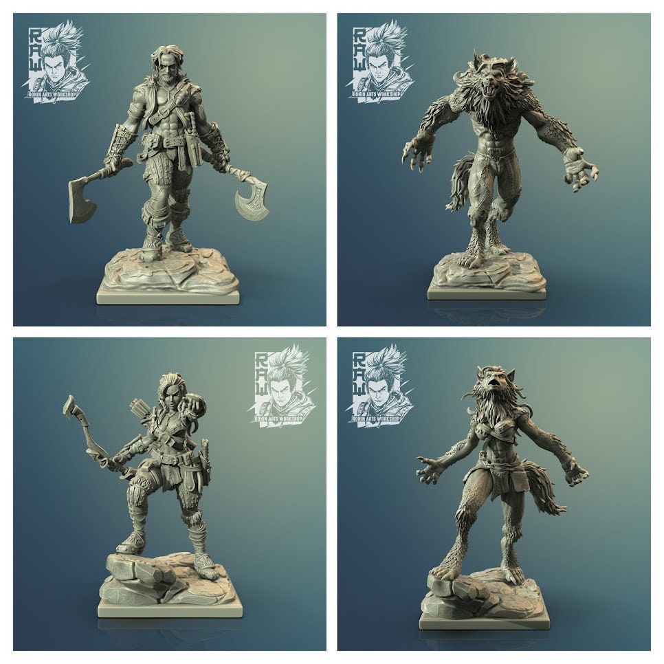 Werewolf / Lycanthrope | Male and Female | Resin 3D Print | Ronin Arts Workshop