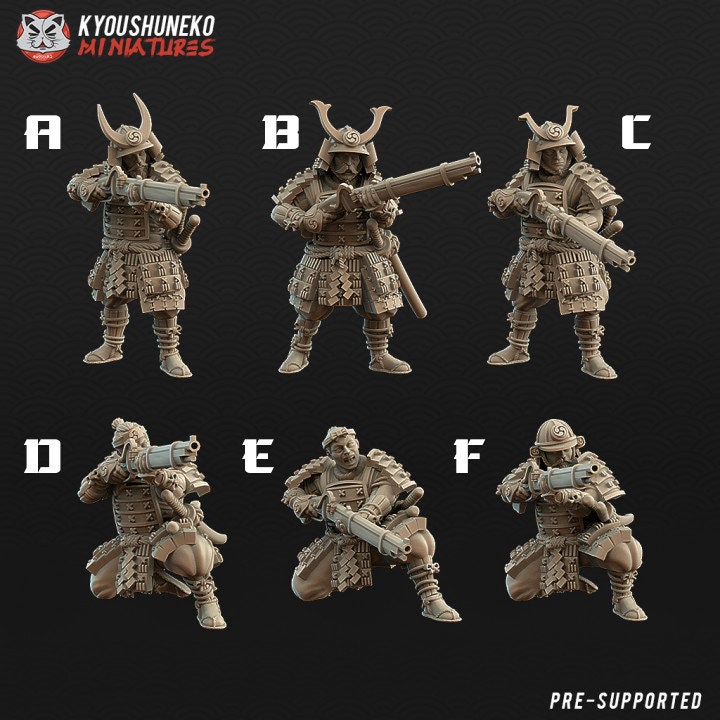 Samurai Musketmen | Resin 3D Printed Miniatures | Kyoushuneko | Table Top Gaming | RPG | D&D | Pathfinder
