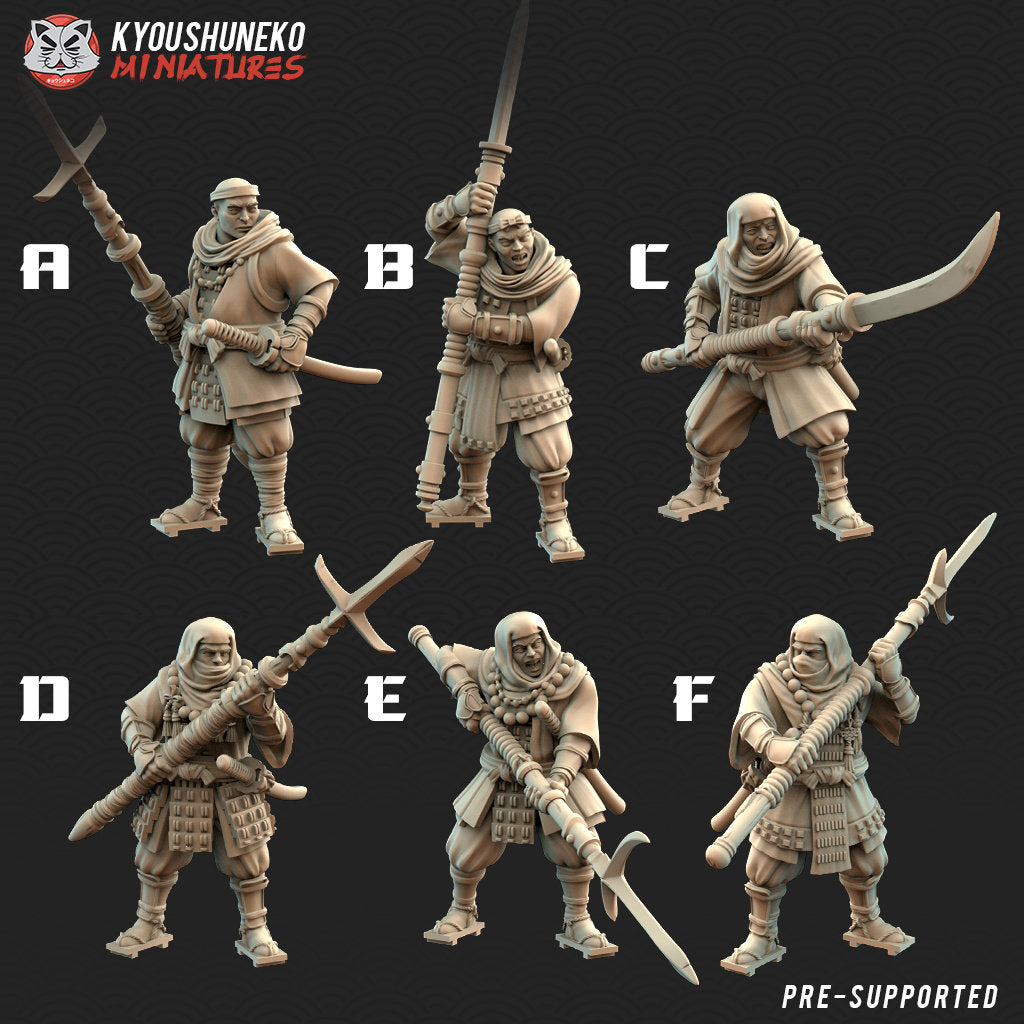 Japanese Sohei Monk Spearmen| Resin 3D Printed Miniatures | Kyoushuneko | Table Top Gaming | RPG | D&D | Pathfinder