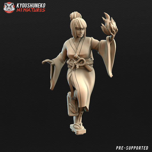 Japanese Female Wizard / Shugenja | Resin 3D Printed Miniatures | Kyoushuneko | Table Top Gaming | RPG | D&D | Pathfinder