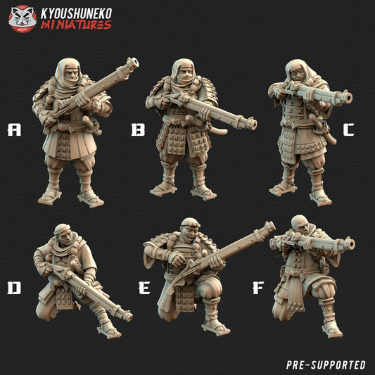 Japanese Sohei Monk Riflemen / Arquebusters | Resin 3D Printed Miniatures | Kyoushuneko | Table Top Gaming | RPG | D&D | Pathfinder