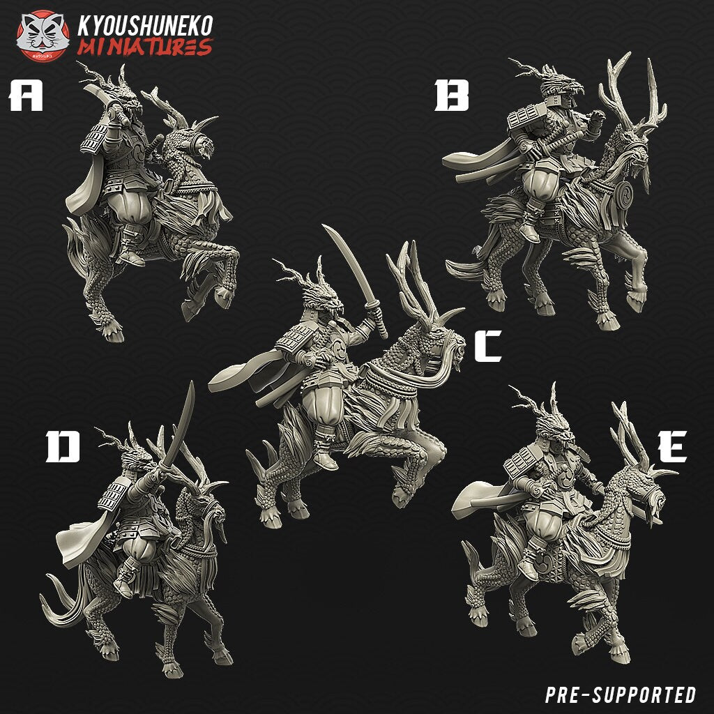 Japanese Elite Guard / Kirin Riders | Resin 3D Printed Miniatures | Kyoushuneko | Table Top Gaming | RPG | D&D | Pathfinder