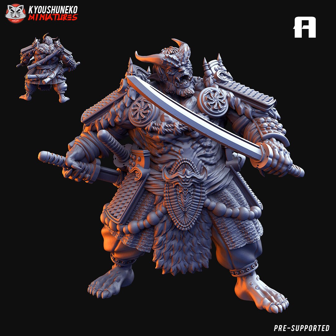 Japanese Oni | 6x Options | Big Resin 3D Printed Miniatures | Kyoushuneko | Table Top Gaming | RPG | D&D | Pathfinder