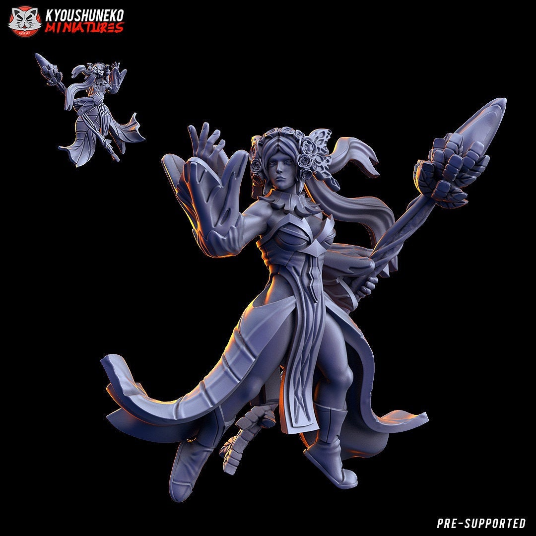 Forest Queen (Gaelic Wood Elves) | Spellsinger / Spellweaver | Resin 3D Printed Miniature | RPG | DND | Kyoushuneko