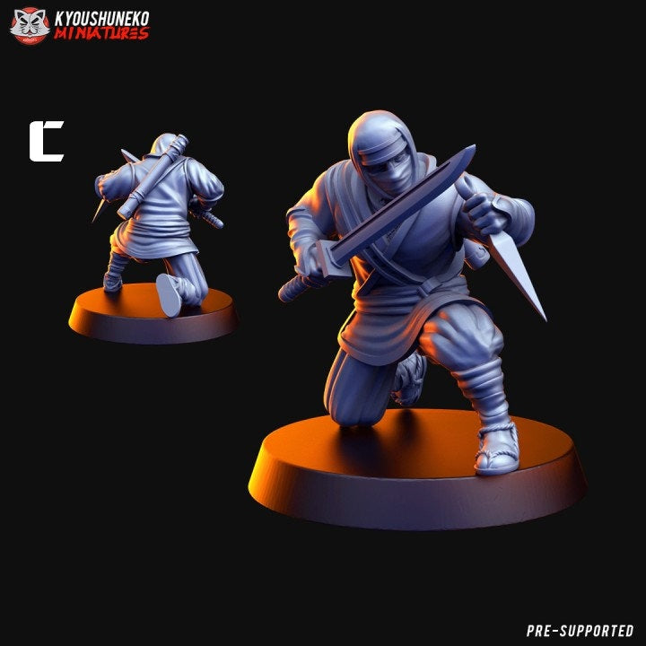 Ninjas | Resin 3D Printed Miniatures | Kyoushuneko | Table Top Gaming | RPG | D&D | Pathfinder