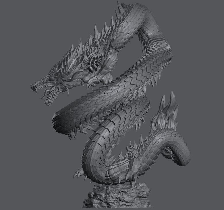 Japanese Water Dragon / Mizuchi | Large Monster | Resin 3D Printed Miniatures | Kyoushuneko | Warhammer | RPG | D&D | Pathfinder