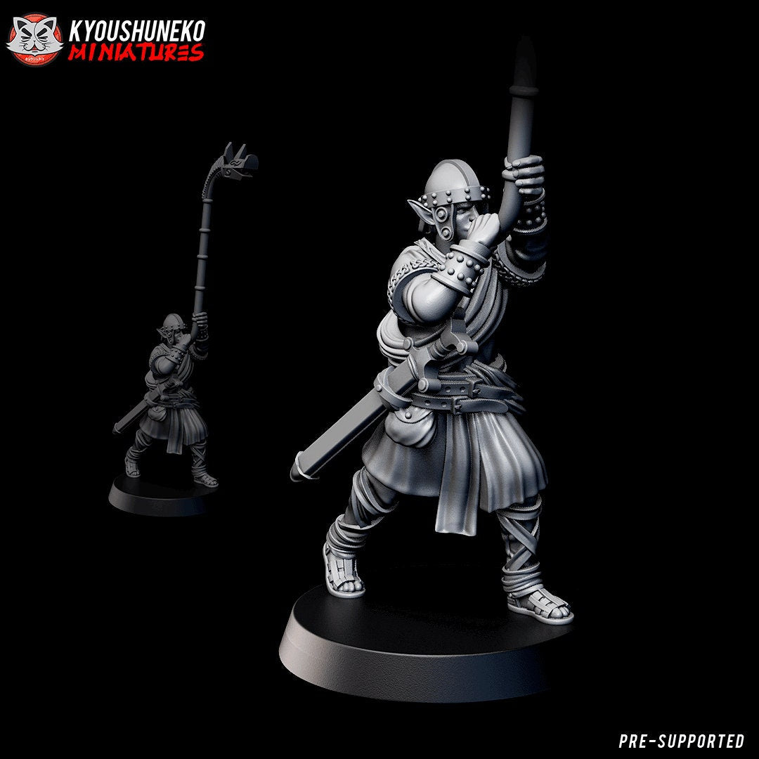 Command Group (Gaelic Wood Elves) | Resin 3D Printed Miniatures | Kyoushuneko | Table Top Gaming | RPG | D&D | Pathfinder