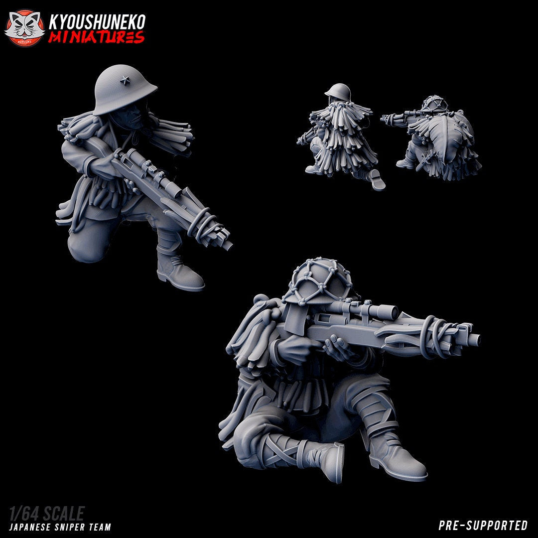WW2 Japanese Sniper Team | Resin 3D Printed Miniature | Kyoushuneko