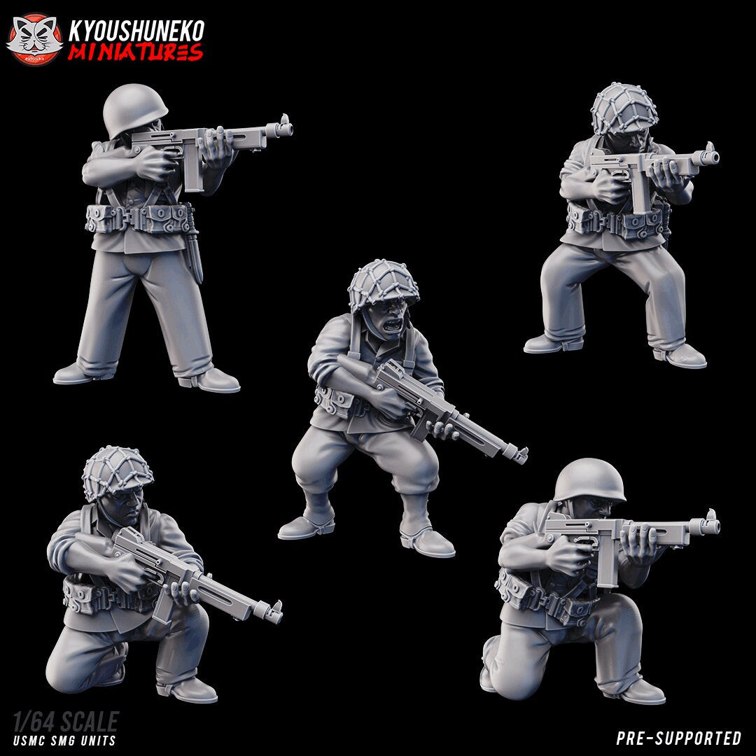 WW2 USMC SMG Team | Riflemen | Resin 3D Printed Miniatures | Kyoushuneko