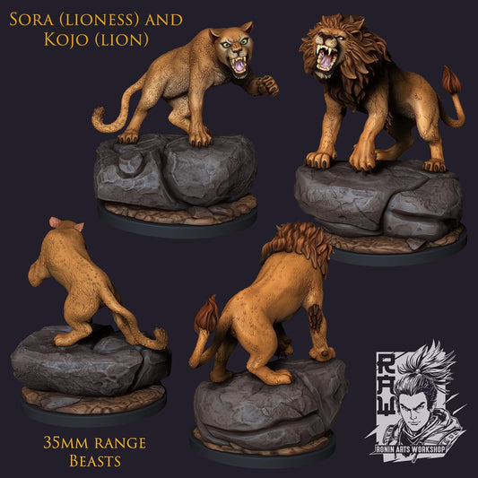 RPG Lions and Panthers | Resin 3D Print | Ronin Arts Workshop