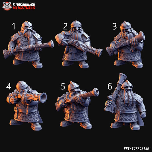 Dwarf Thunderers | Riflemen | Resin 3D Printed Miniatures | Kyoushuneko | Table Top Gaming | RPG | D&D | Pathfinder