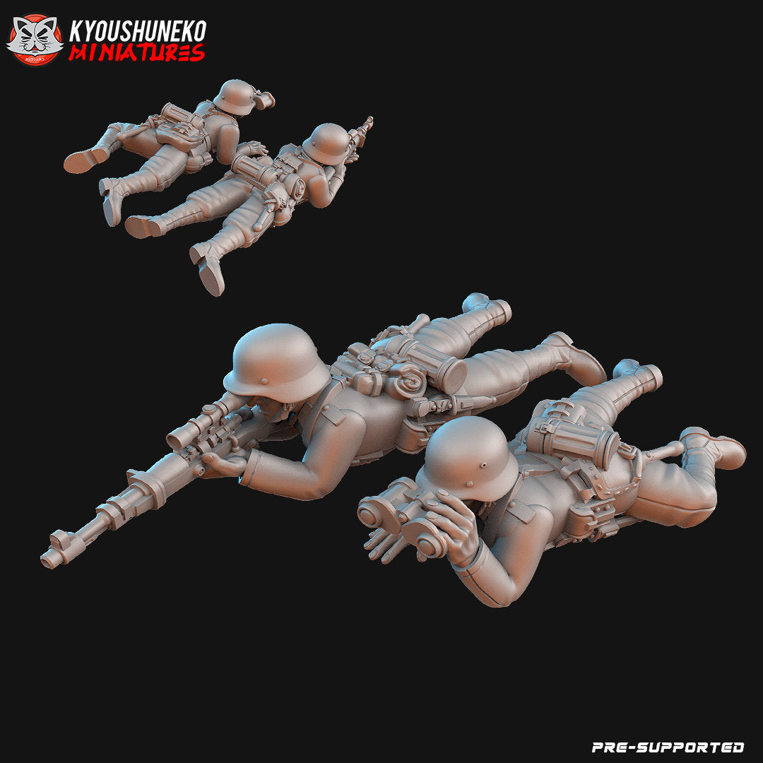 WW2 German Sniper Team | Resin 3D Printed Miniature | Kyoushuneko