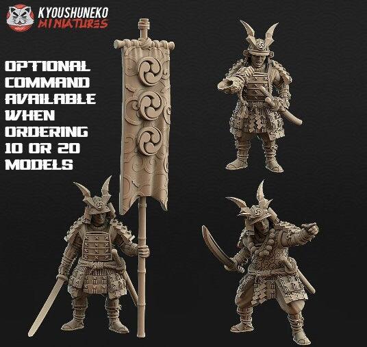 Samurai Bowmen | Resin 3D Printed Miniatures | Kyoushuneko | Table Top Gaming | RPG | D&D | Pathfinder