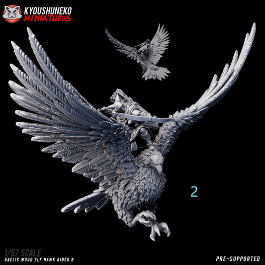 Hawk Riders (Gaelic Wood Elves) | Resin 3D Printed Miniatures | Kyoushuneko | Table Top Gaming | RPG | D&D | Pathfinder