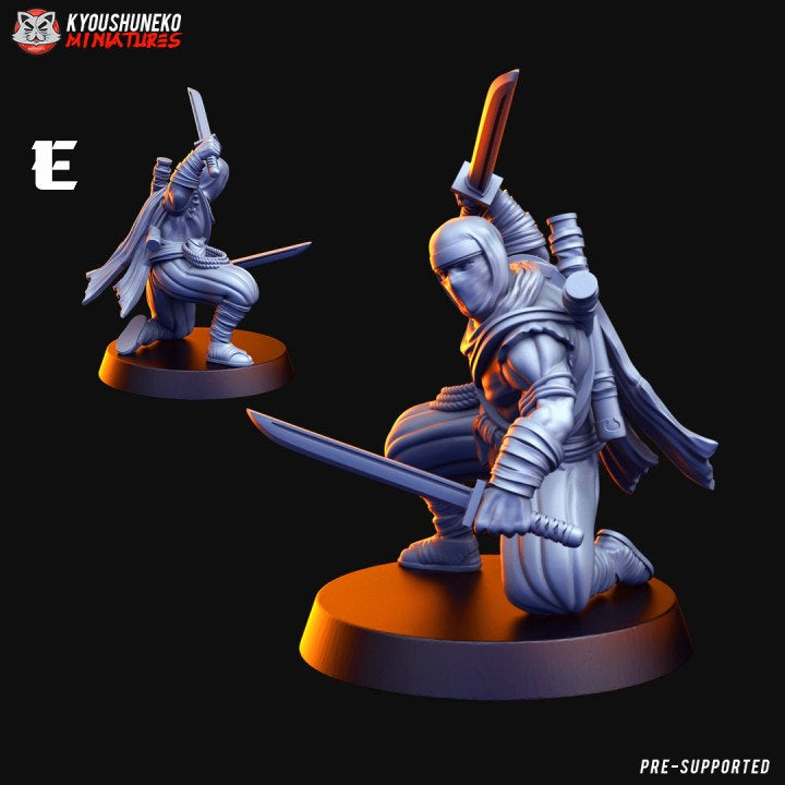Ninjas | Resin 3D Printed Miniatures | Kyoushuneko | Table Top Gaming | RPG | D&D | Pathfinder