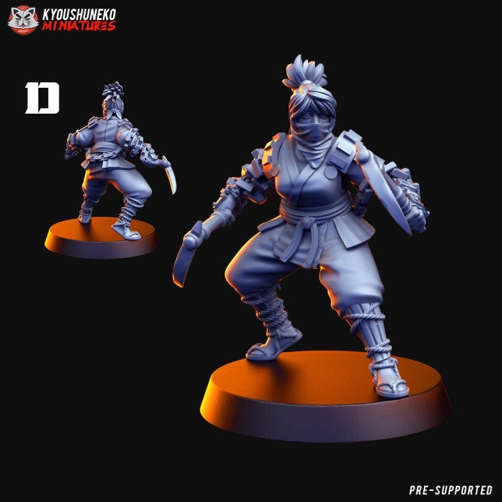 Ninjas | Resin 3D Printed Miniatures | Kyoushuneko | Table Top Gaming | RPG | D&D | Pathfinder